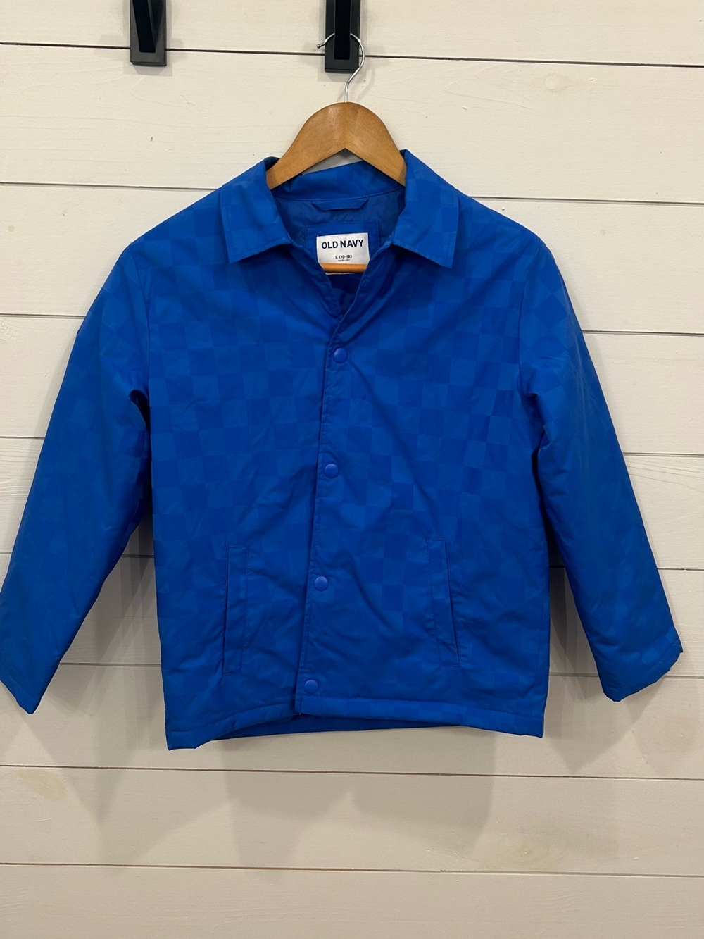 Old Navy Kids Blue Checkerboard Snap-Front Jacket